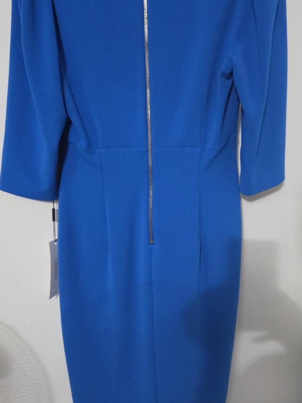 Calvin Klein Cobalt Blue V-Neck Midi Sheath Dress - Picture 3 of 5